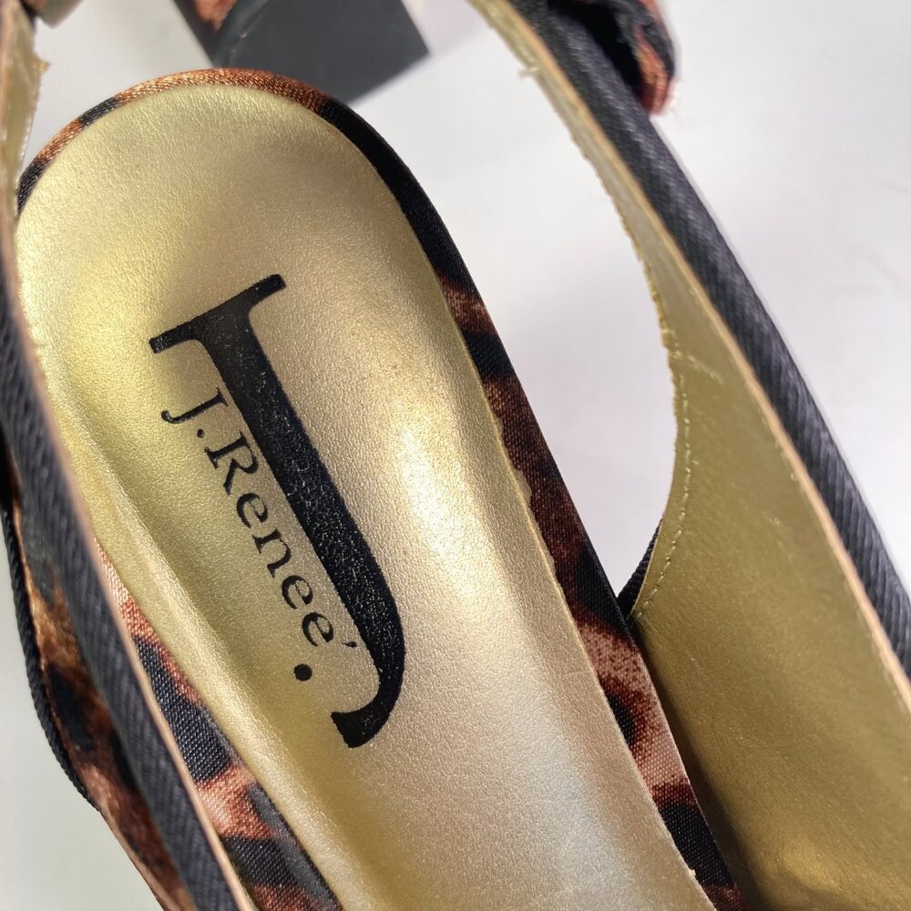 J Renee Leopard Print Open Toe Shoes Size 8M - image 7